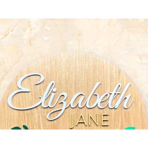 Custom Wooden Name Sign - Modern Tropical Monstera Leaves Personalized Gift - Picture 5 of 10